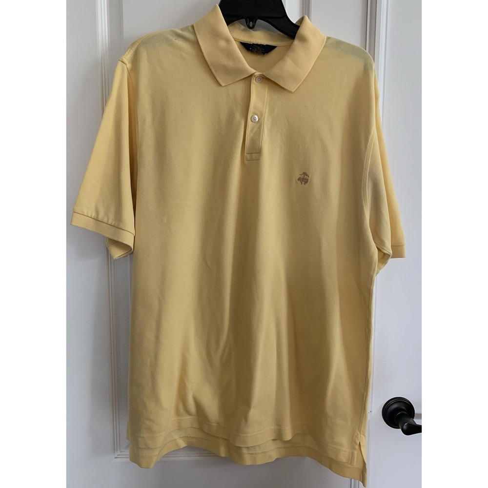 Brooks Brothers Polo Shirt Mens Size Large Yellow Casual Short Sleeve Logo